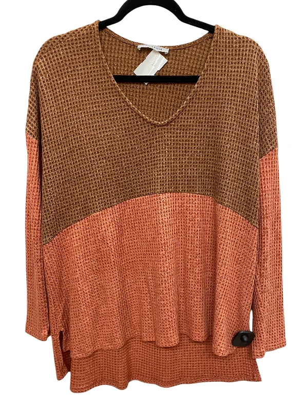 Top Long Sleeve By Ces Femme In Orange, Size: S Relaxed Women's Beachy