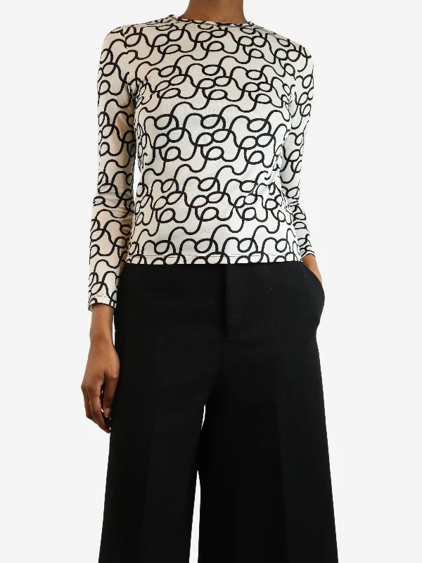 White and black printed top - size XS Sophisticated Women's 