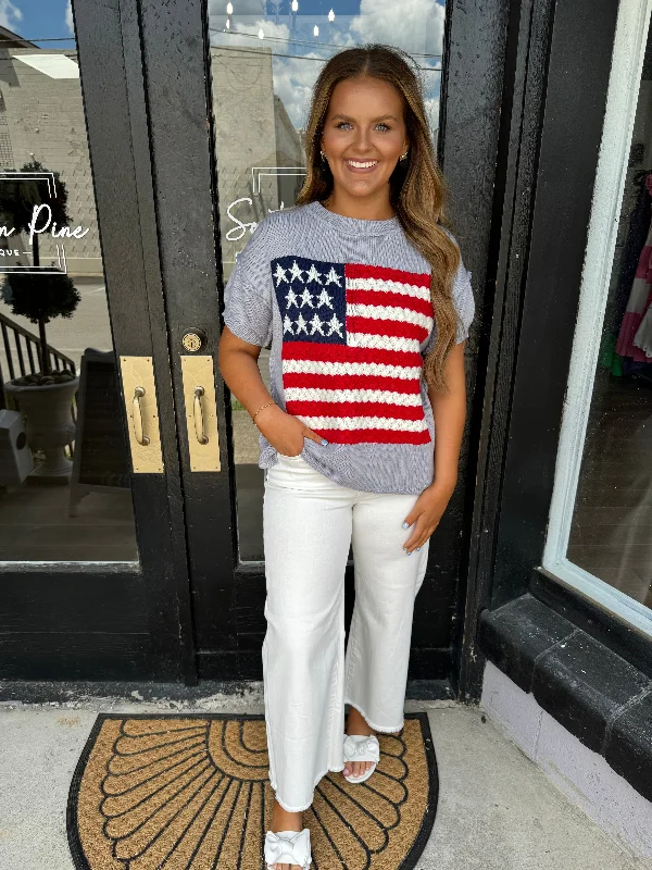 American flag short sleeve sweater Adventure