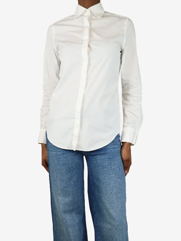 White long-sleeved shirt - size UK 8 Sleek Women's 