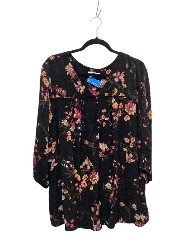 Top Long Sleeve By Skies Are Blue In Black, Size: 1x Cozy Women's Winter