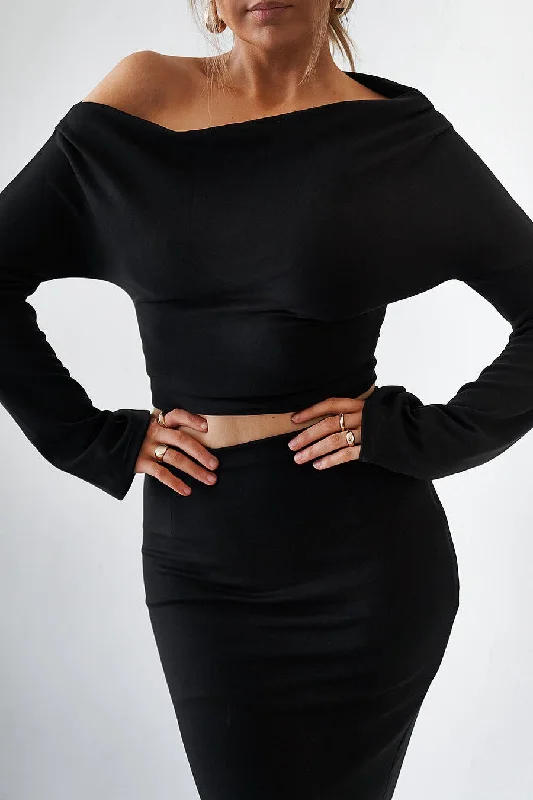 Cupro Long Sleeve Top - Black Bohemian Women's Free