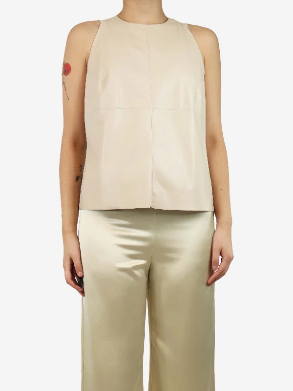 Neutral faux-leather sleeveless top - size L Monochromatic All - in - one