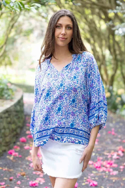 Angelica Top Blue Boho Cozy Women's Winter