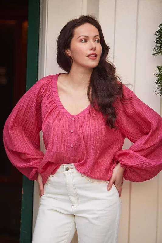 Milana Top Bright Pink Laid - back Women's Style