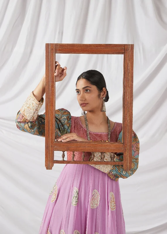 Savathige Salwar Set in Rough Pink and Lilac Vacation