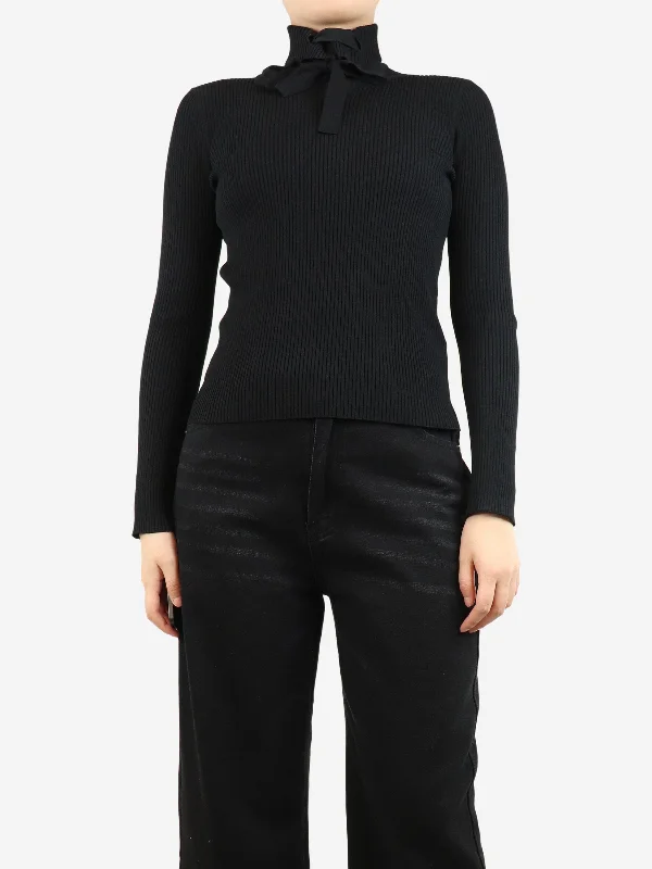 Black ribbed high-neck top - size S Stylish Women's Neon