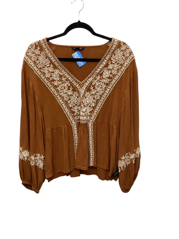 Top Long Sleeve By American Eagle In Orange, Size: L purpose