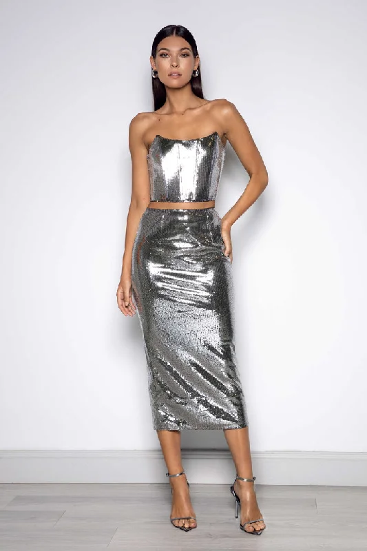 Constantino Skirt - Gunmetal Grey Cool Women's Distressed