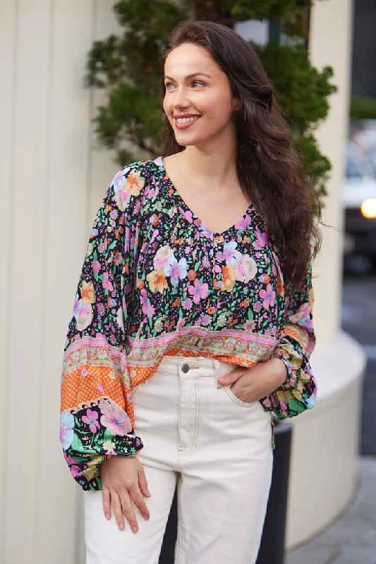 Madeline Blouse Pastel Floral Business