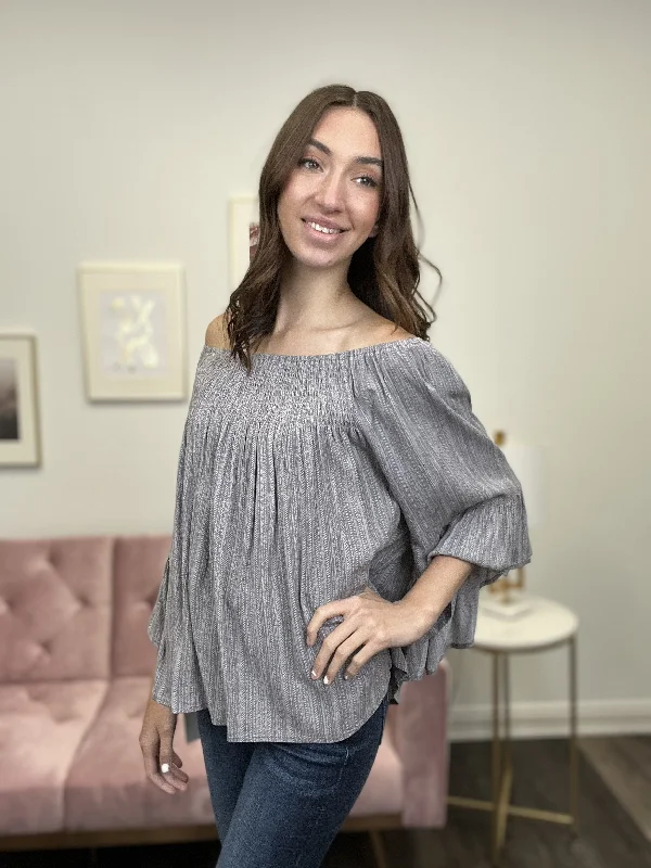 Feeling It Women's Woven Long Sleeve Top Sharp Women's Italian
