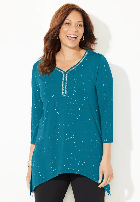 Metallic Dot SharkBite Top Trendy Women's Oversized