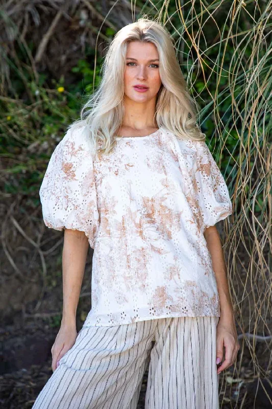 Botanical Top White / Caramel Modern Women's 
