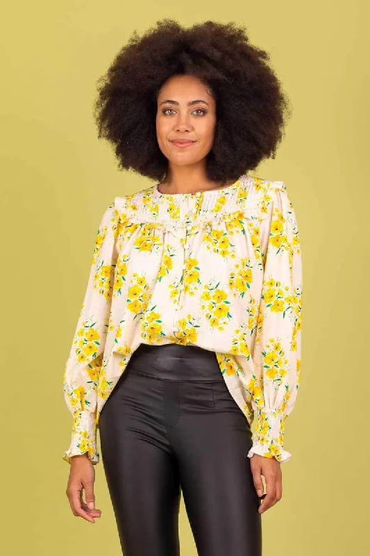 Ivy Blouse Yellow Floral Modern Women's 