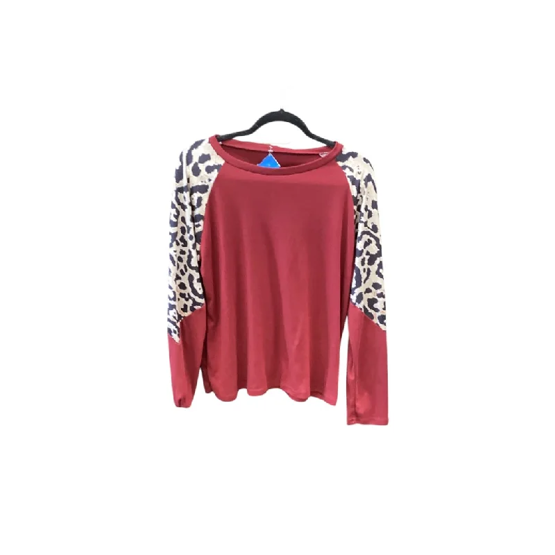 Top Long Sleeve By Cme In Red, Size: Xl Bold Women's Animal Print