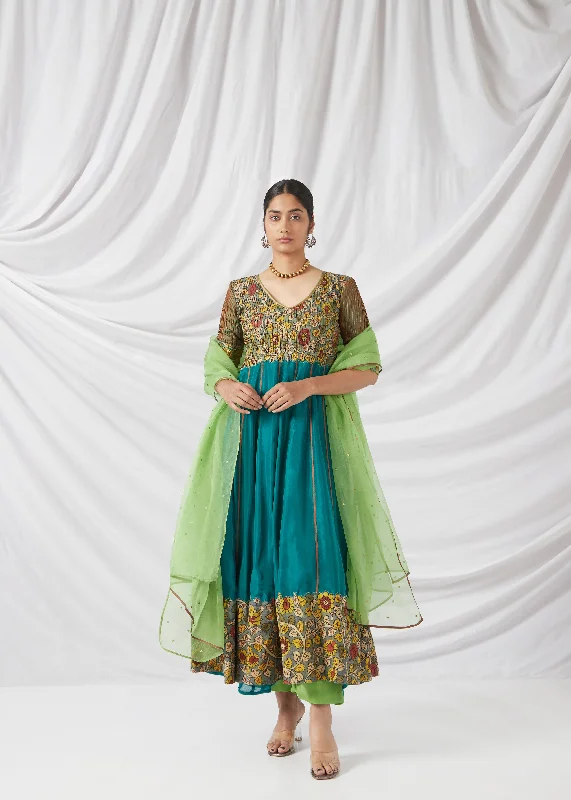 Savanthige Salwar Set In Aqua Lake Blue And Mint Green Dynamic Women's High - energy