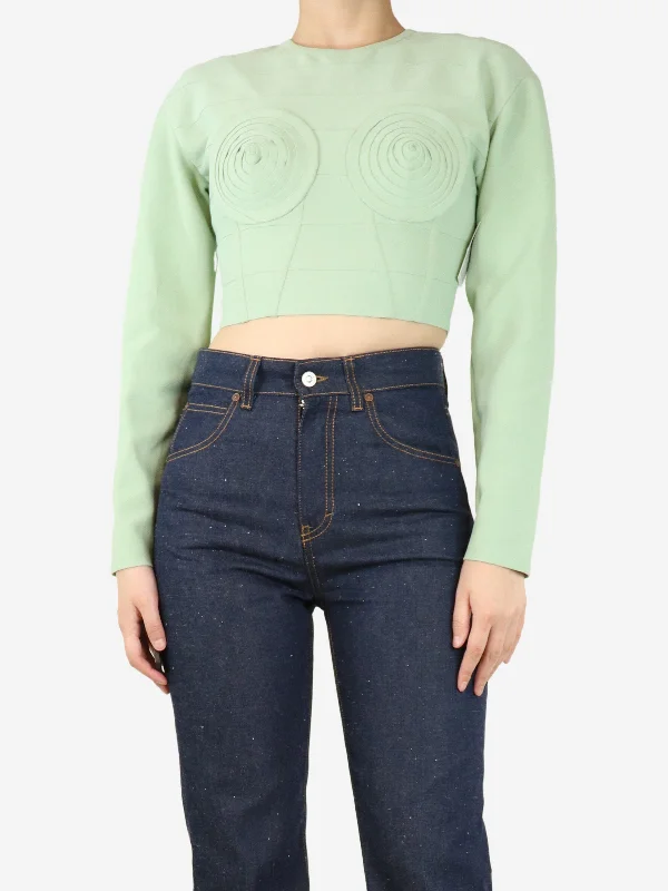 Mint green spiral bust crop-top - size S European