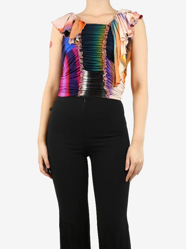 Multicolour draped top - size S Scandinavian