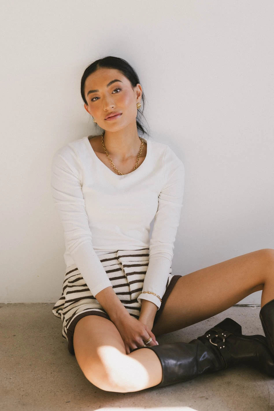 Kendra Basic Top in Ivory Minimalist Women's Casual