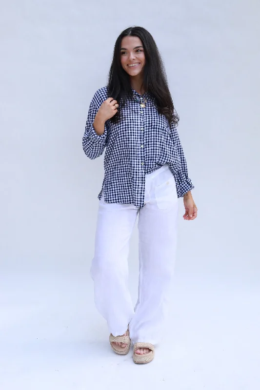Plaid Button-Down Top Bold Women's Statement