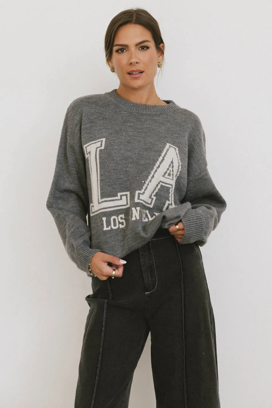 Urban Graphic Knit Sweater - Los Angeles Sophisticated Women's Tailored
