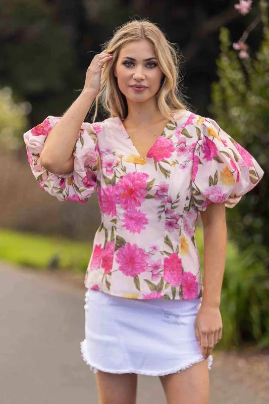 Rebecca Top Pink Floral Confident Women's Power