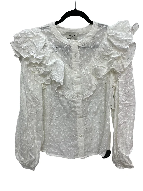Top Long Sleeve By Authentic In White, Size: S Confident Women's High - fashion
