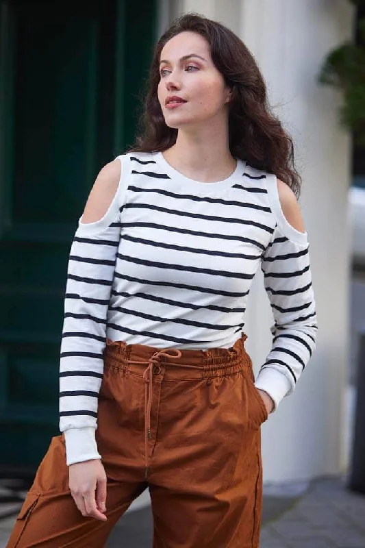 Ada Top White Stripe Laid - back Women's Vibe