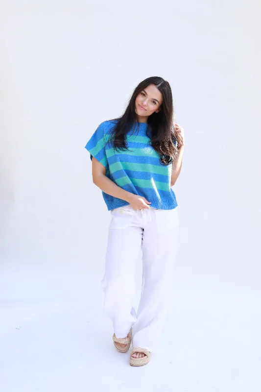 Striped Sweater Crew Neck Laid - back Women's Style