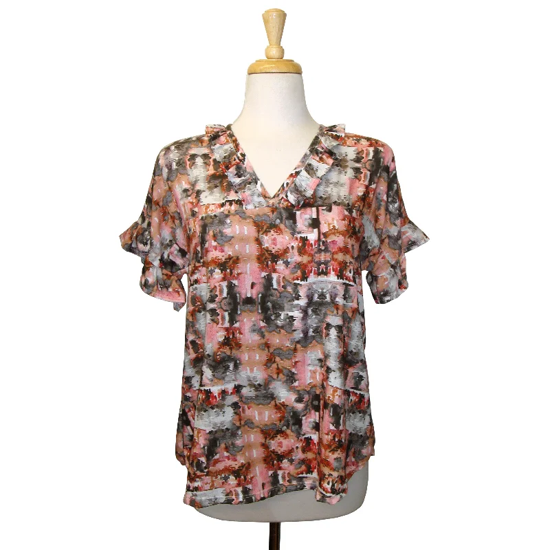 Mia Top - Watercolour Pink - Sale Classic Women's Pin - striped