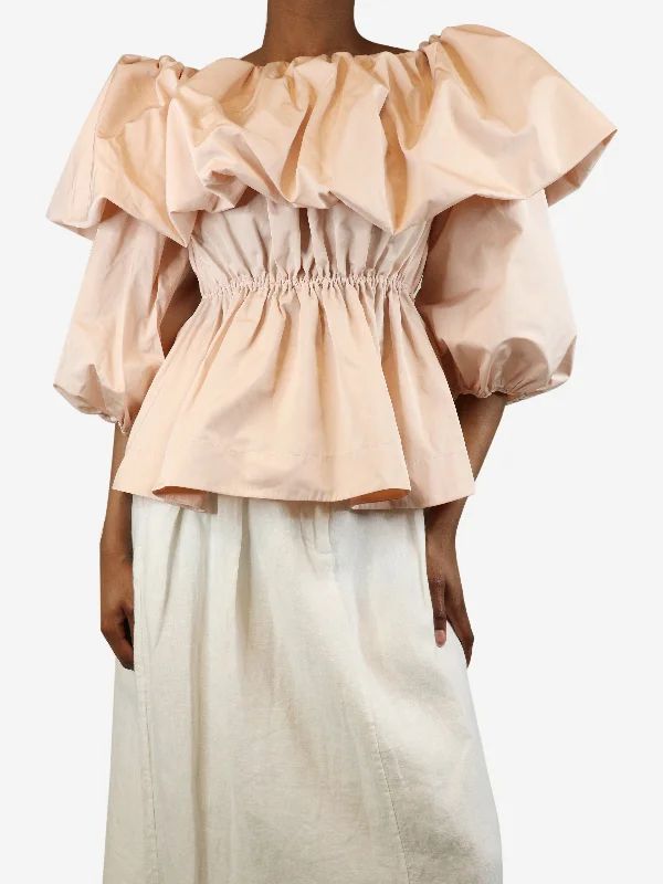 Pastel pink off-shoulder balloon top - size UK 6 Bold Women's Statement