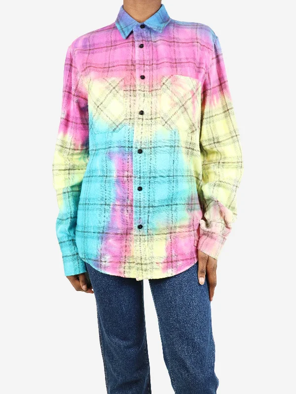 Multicolour tie-dye plaid shirt - size XS Compression