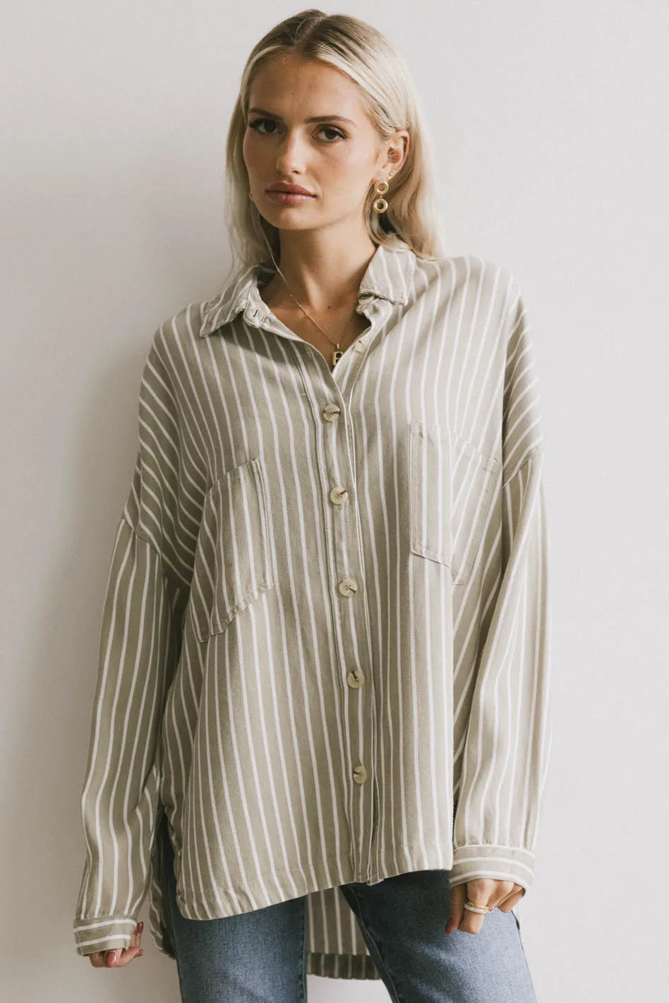 Ezti Striped Button Up Sleek Women's 