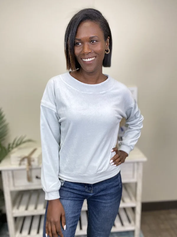 Fashion Passion Velour Women's Casual Long Sleeve Top Elegant Women's 
