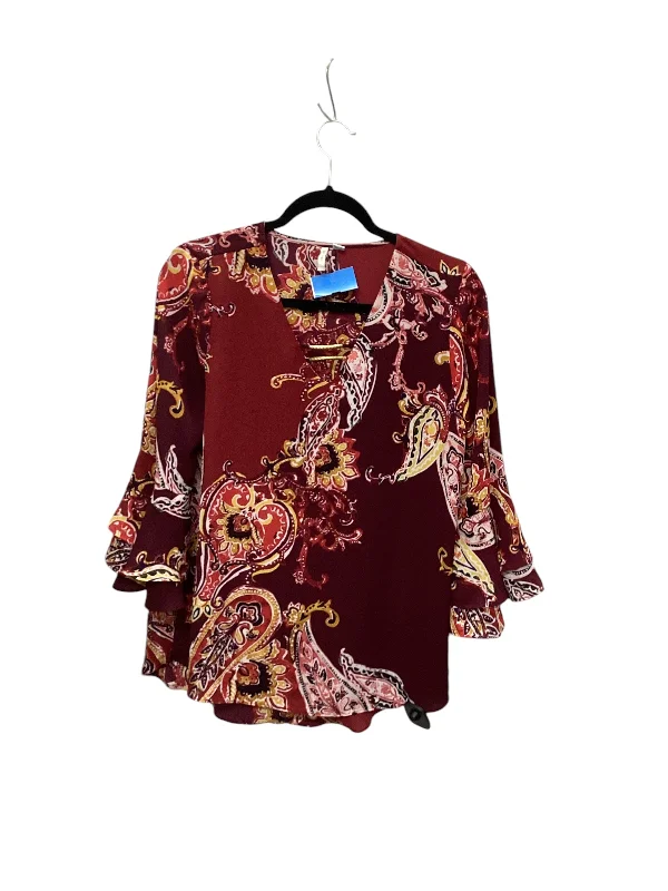 Top Long Sleeve By Cato In Red, Size: S French