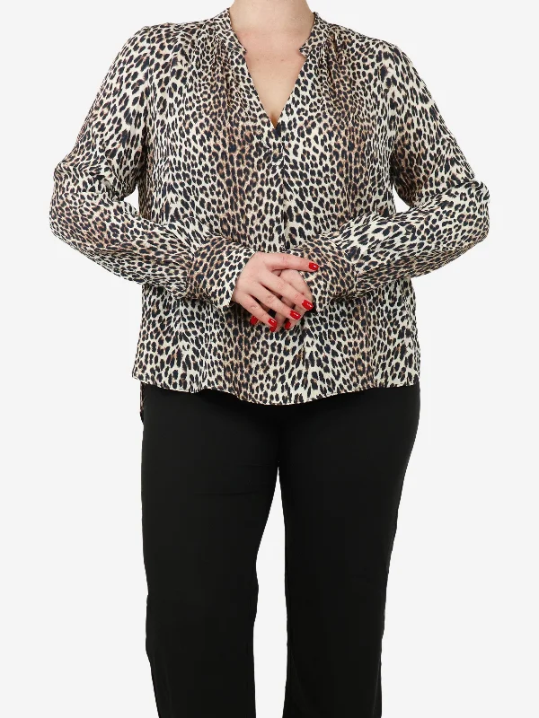 Leopard print blouse - size M Vintage Women's 1970S 
