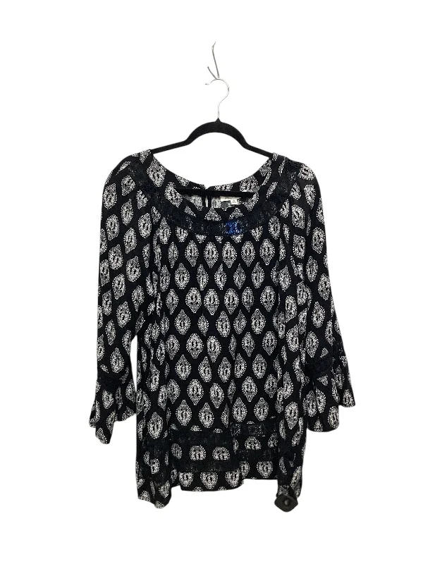 Top 3/4 Sleeve By Honey Punch In Black, Size: 1x Unique Women's Upcycled