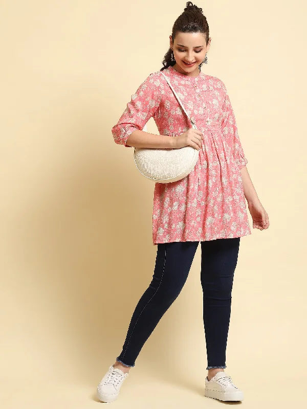 Women Pink Fit And Flare Tunic Sporty Women's Tennis