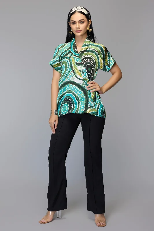 Eva Green Swirl Print Top Disco