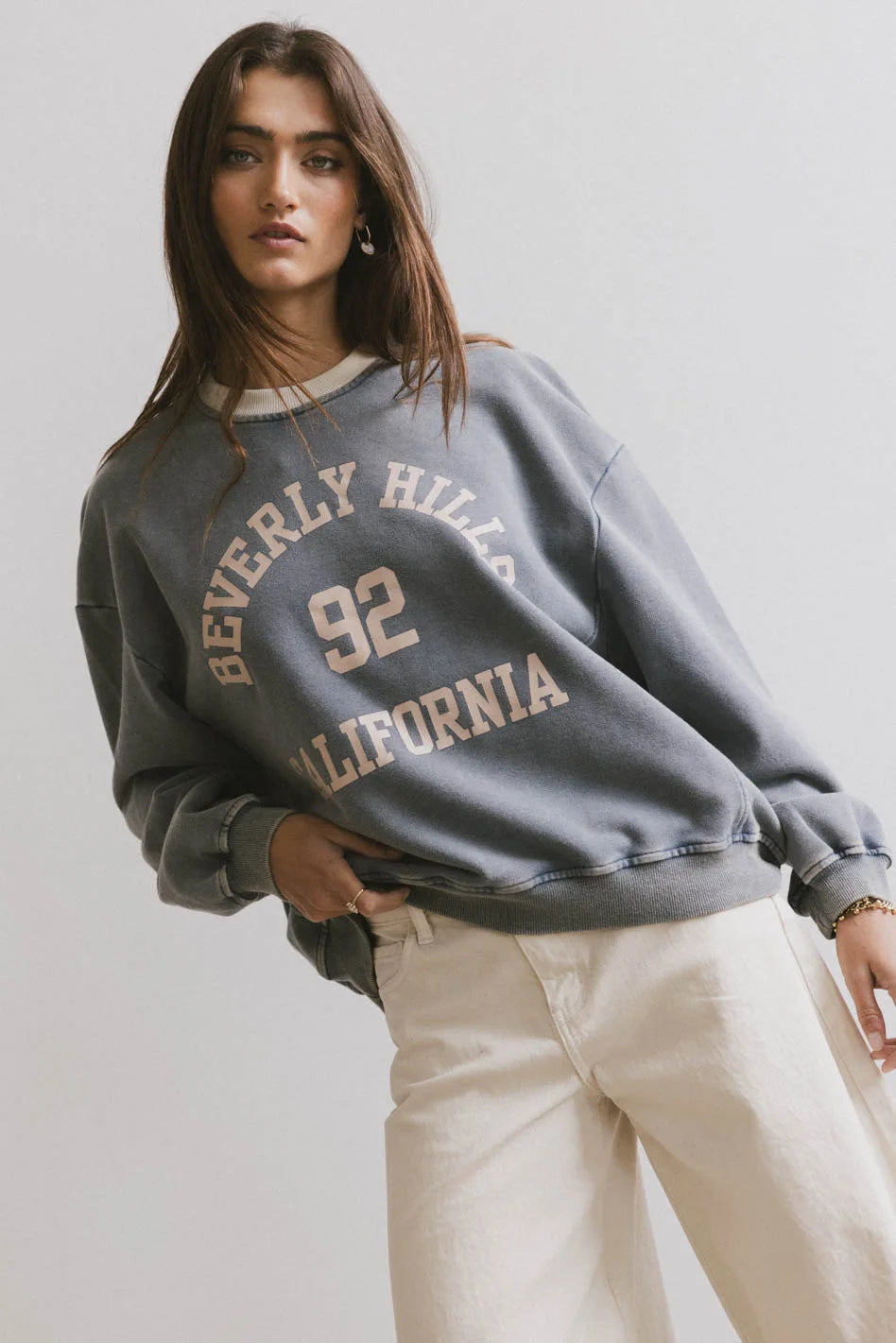Beverly Hills Crew Neck Casual Women's Japanese 