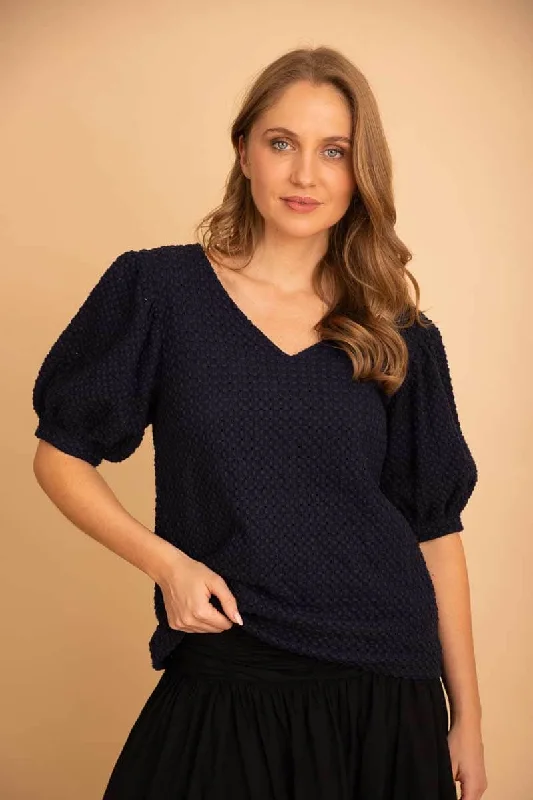 Mary Top Navy Refined Women's Hand - crafted