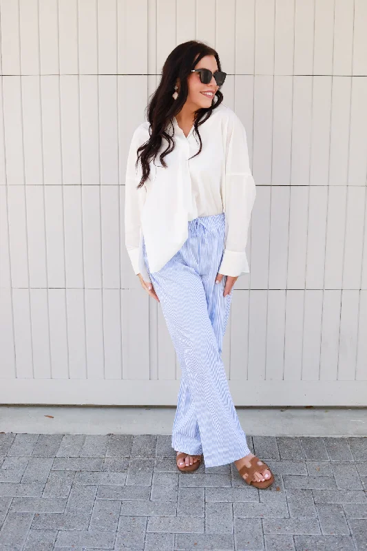 White Collared Top Relaxed Women's Beachy