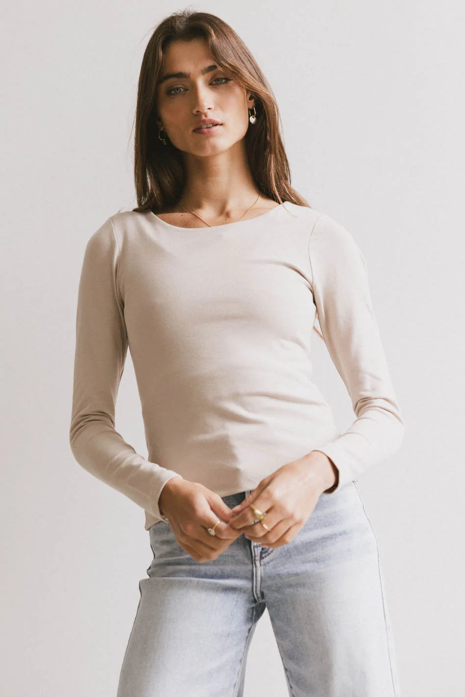Kendra Basic Top in Fog Sleek Women's Metallic