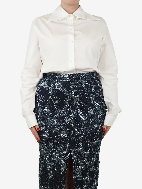 White double-collar shirt - size UK 14 Laid - back Women's Vibe