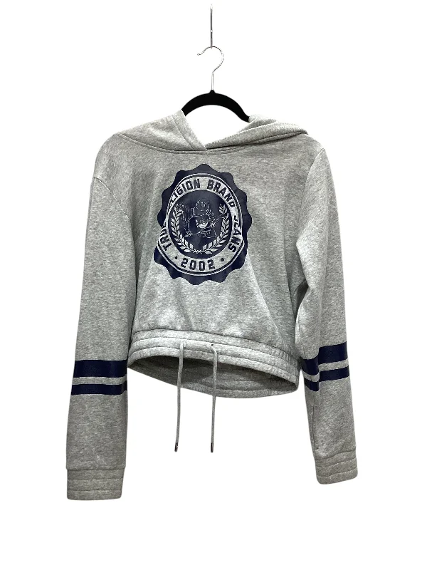 Sweatshirt Hoodie By True Religion In Grey, Size: L Sleek Women's Metallic