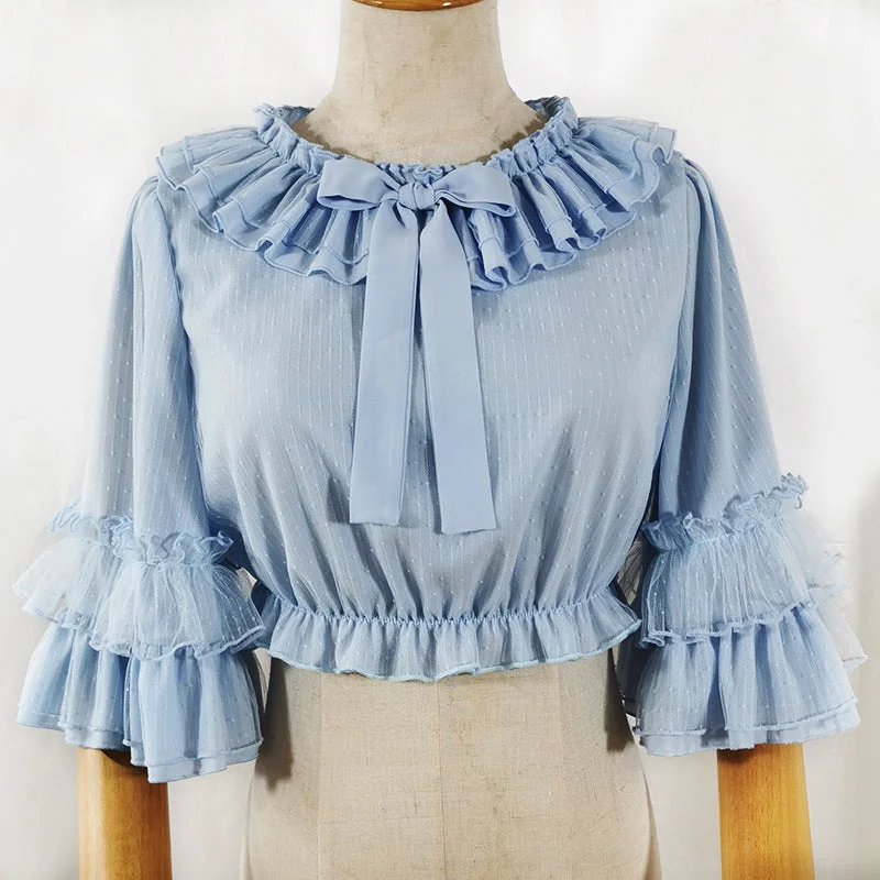 (BuyForMe) Sakurada Fawn~Princess Sleeve Chiffon Lolita Blouse Preppy Women's College (BuyForMe) Sakurada Fawn~Princess Sleeve Chiffon Lolita Blouse Preppy Women's College