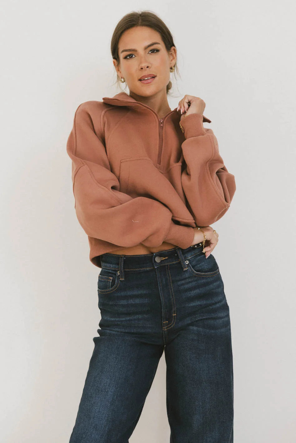 Alyssa Half Zip in Brick Refined Women's 