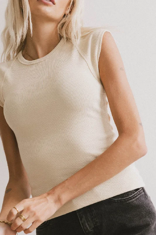 Huxley Cap Sleeve Top in Beige Refined Women's Velvet