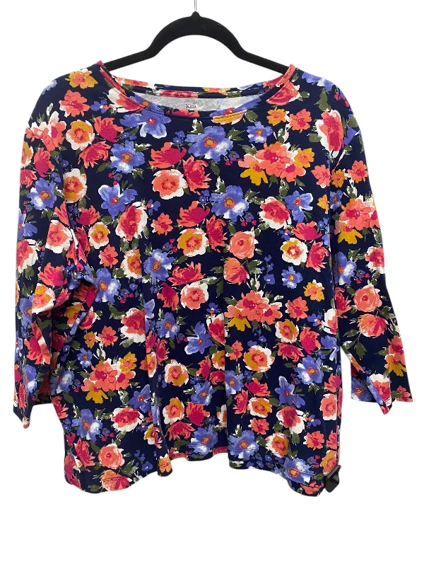 Top 3/4 Sleeve By Kim Rogers In Multi-colored, Size: 1x Confident Women's Power