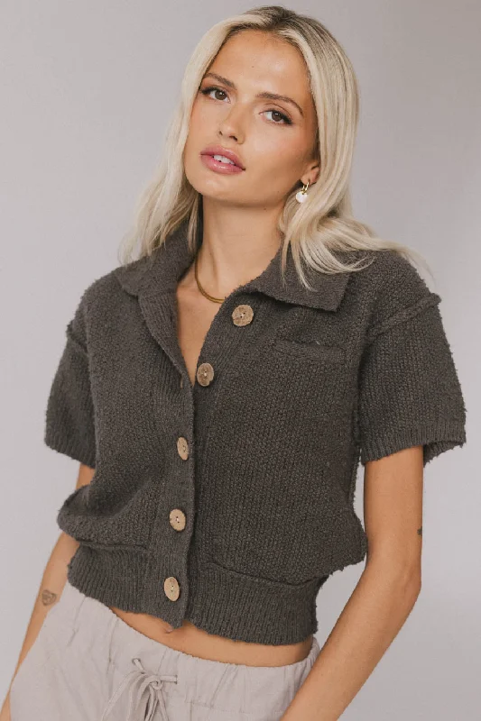 Hayes Knit Cardigan in Charcoal Australian Beach